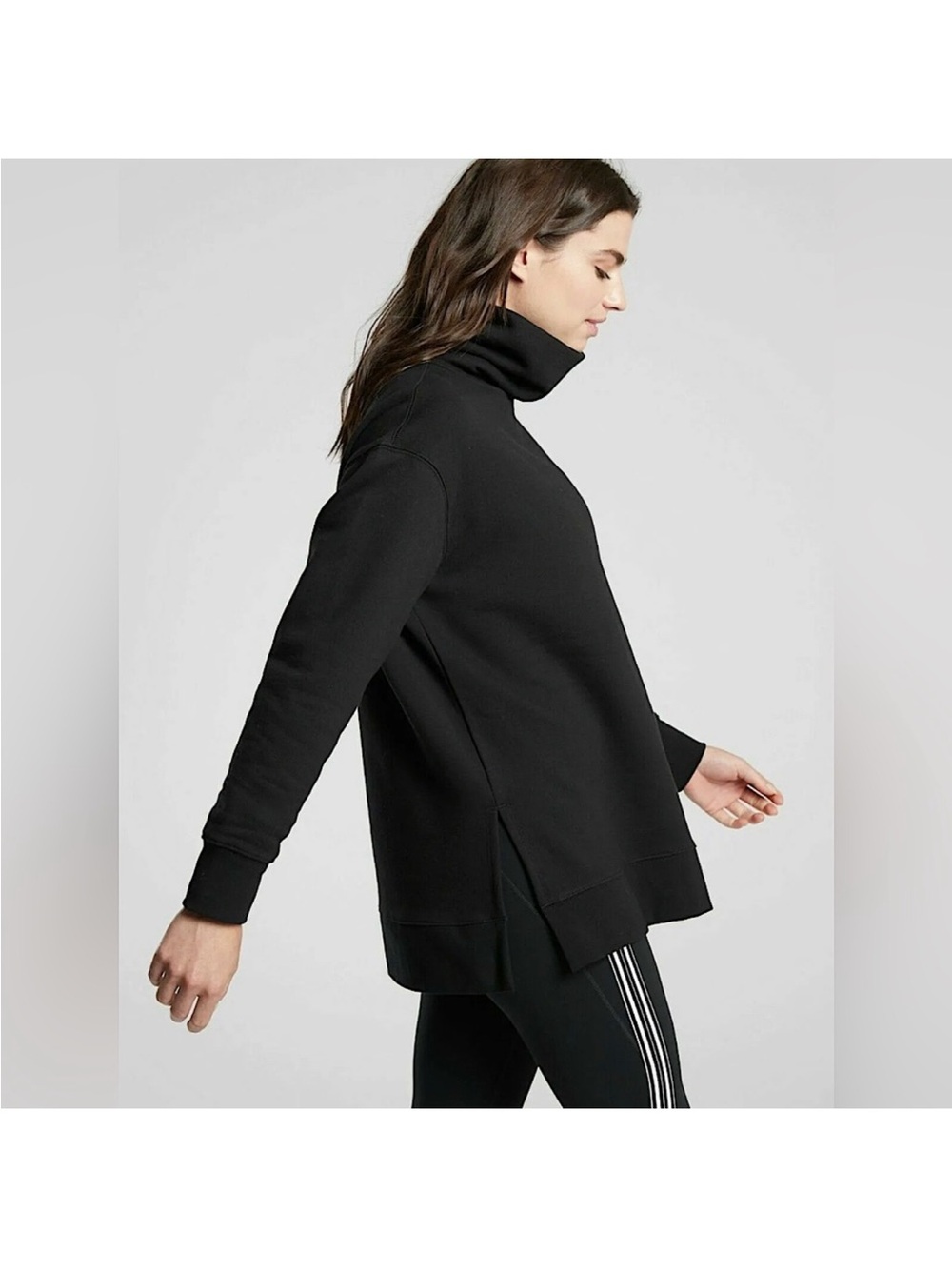 Athleta 24/7 funnel neck black sweatshirt. Women’s size small.